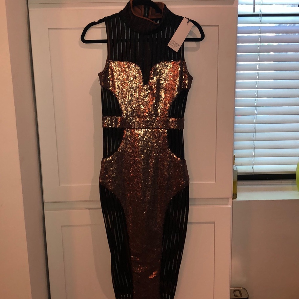 Sequin midi dress.